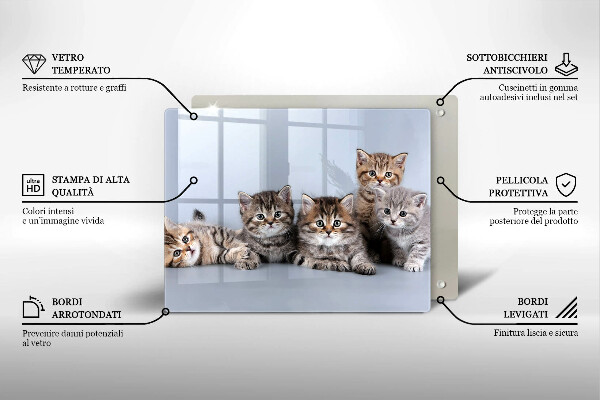 Üveg vágódeszka Édes kis cicák