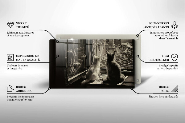 Üveg vágódeszka Macskák város és ablak