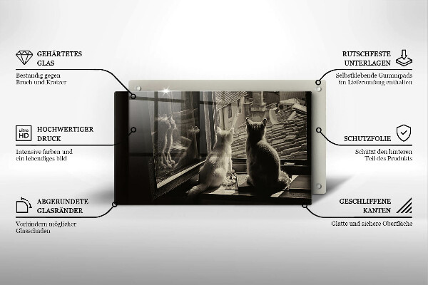 Üveg vágódeszka Macskák város és ablak