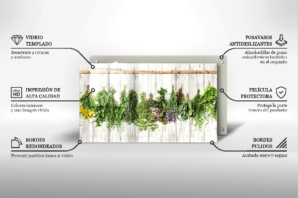 Üveg vágódeszka Szárított gyógynövények és növények