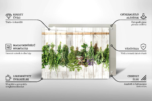 Üveg vágódeszka Szárított gyógynövények és növények
