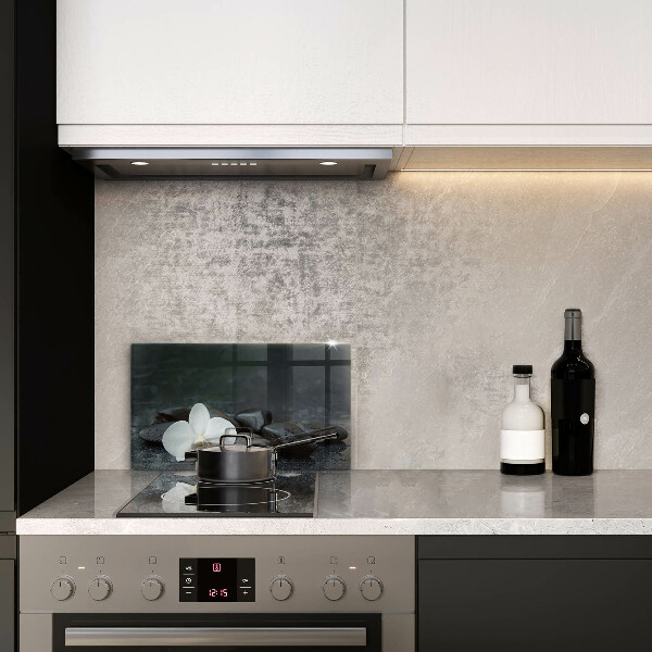 Üveg vágódeszka Fehér virág Zen kövek