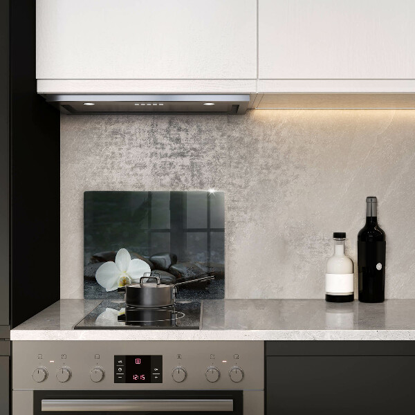 Üveg vágódeszka Fehér virág Zen kövek