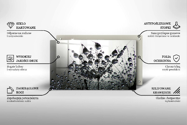 Üveg vágódeszka Pitypang és harmat