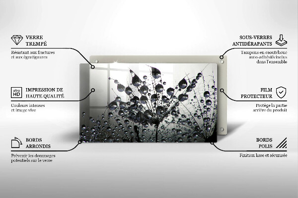 Üveg vágódeszka Pitypang és harmat