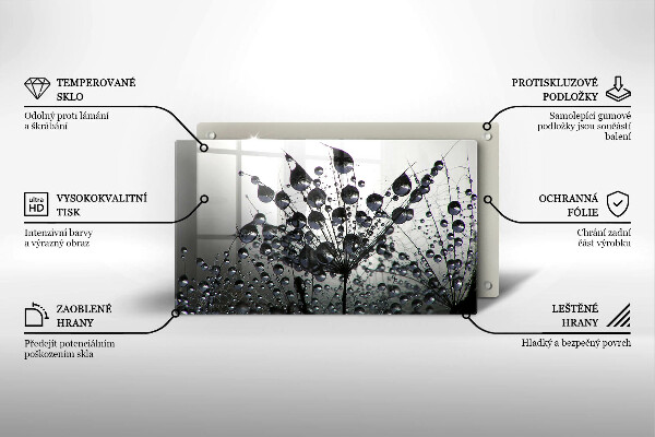 Üveg vágódeszka Pitypang és harmat