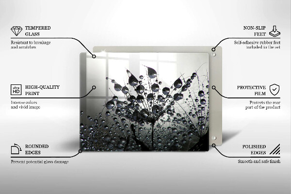 Üveg vágódeszka Pitypang és harmat