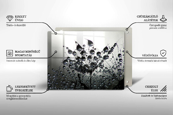 Üveg vágódeszka Pitypang és harmat