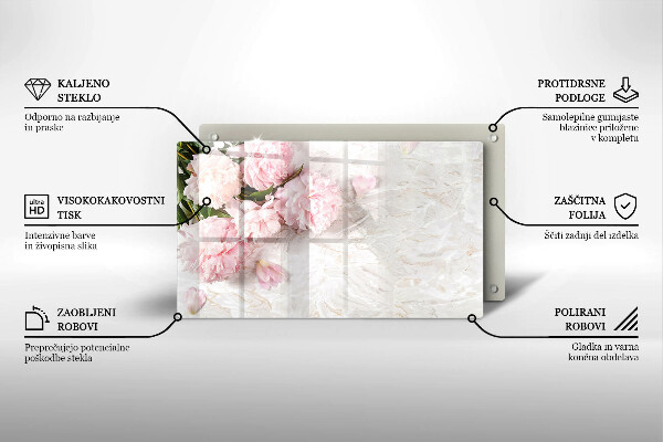 Üveg vágódeszka Finom rózsa virágok