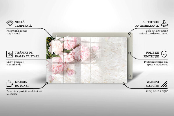 Üveg vágódeszka Finom rózsa virágok