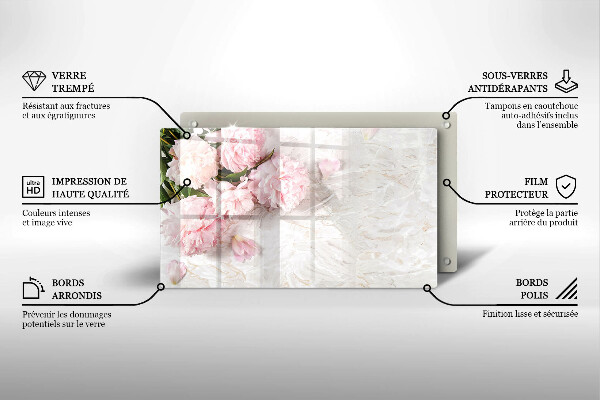 Üveg vágódeszka Finom rózsa virágok