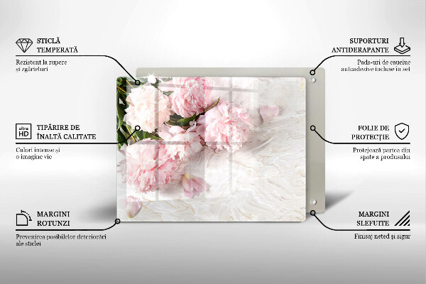 Üveg vágódeszka Finom rózsa virágok