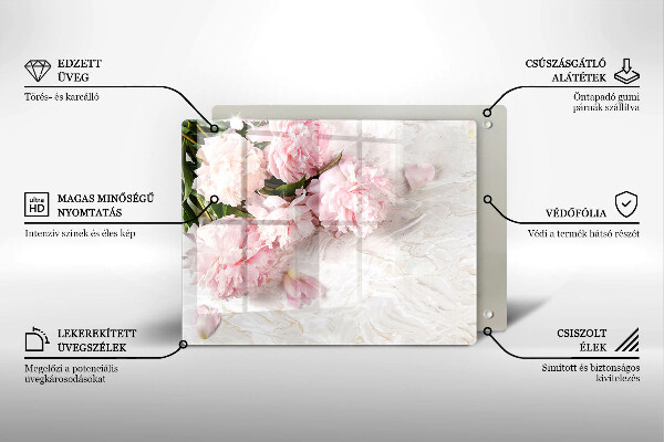 Üveg vágódeszka Finom rózsa virágok