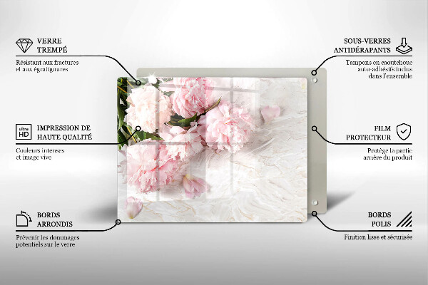 Üveg vágódeszka Finom rózsa virágok