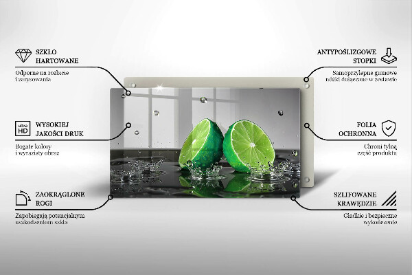 Üveg vágódeszka Lédús lime és víz