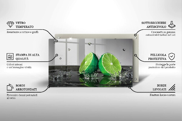 Üveg vágódeszka Lédús lime és víz