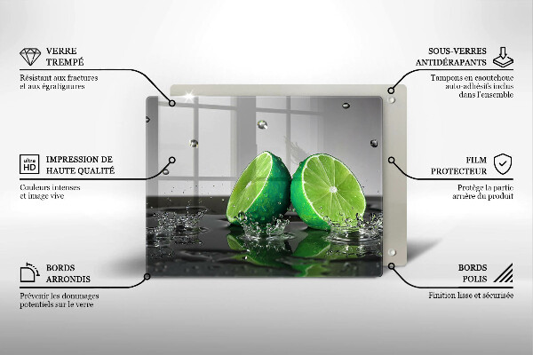 Üveg vágódeszka Lédús lime és víz