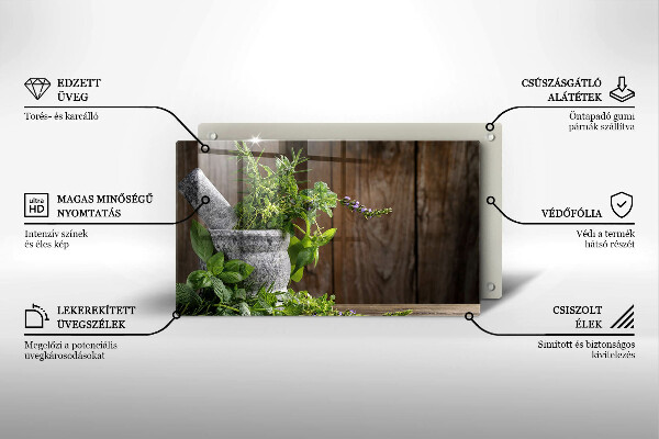 Üveg vágódeszka Gyógynövényeket és fát ültet