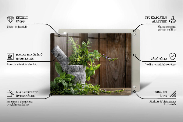 Üveg vágódeszka Gyógynövényeket és fát ültet