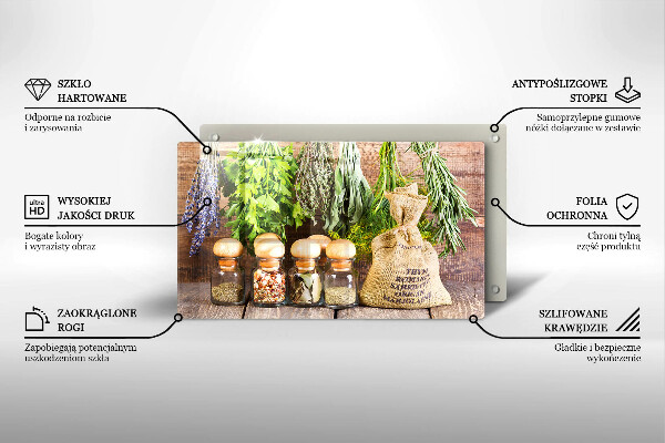 Üveg vágódeszka Gyógynövények fűszerek és fa