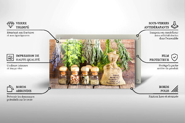 Üveg vágódeszka Gyógynövények fűszerek és fa