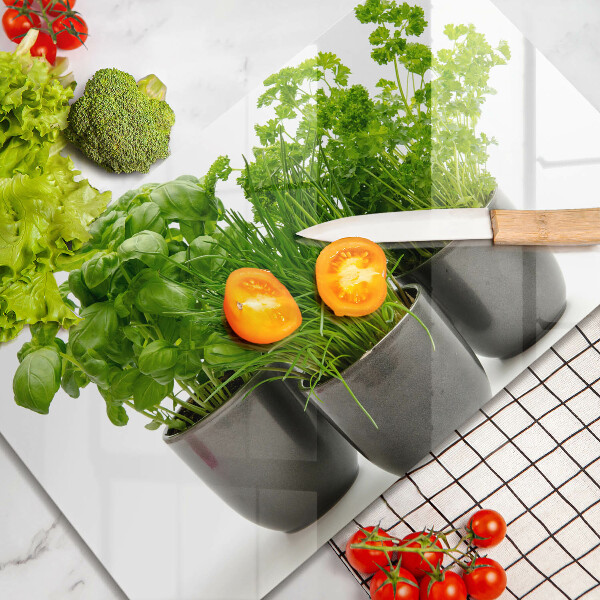 Üveg vágódeszka Edények gyógynövényekkel