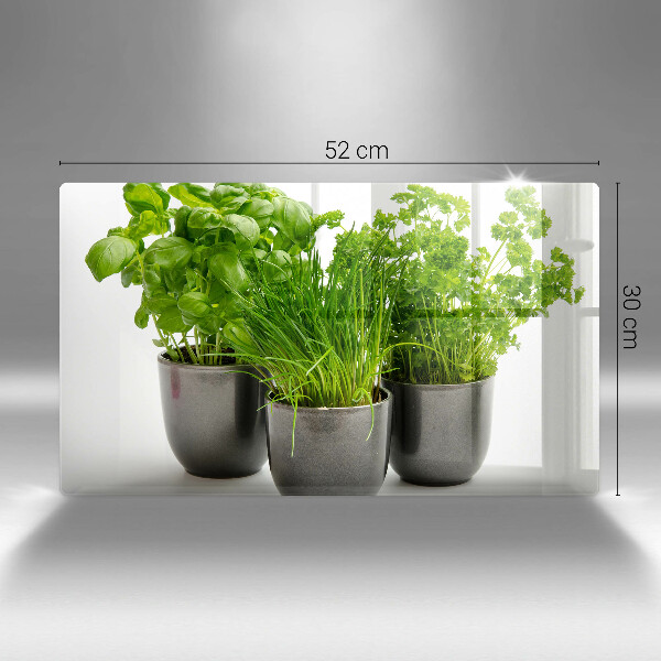 Üveg vágódeszka Edények gyógynövényekkel