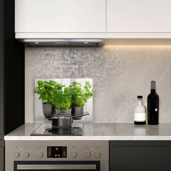 Üveg vágódeszka Edények gyógynövényekkel