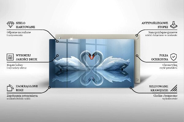 Üveg vágódeszka Két hattyúszív