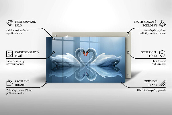 Üveg vágódeszka Két hattyúszív