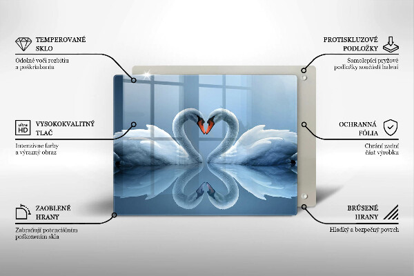 Üveg vágódeszka Két hattyúszív