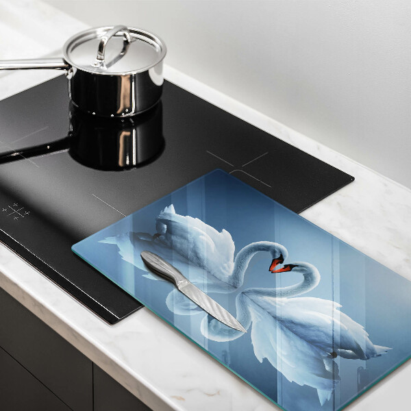 Üveg vágódeszka Két hattyúszív