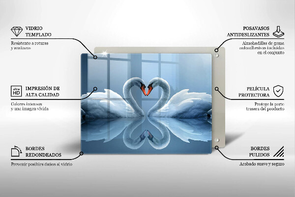 Üveg vágódeszka Két hattyúszív