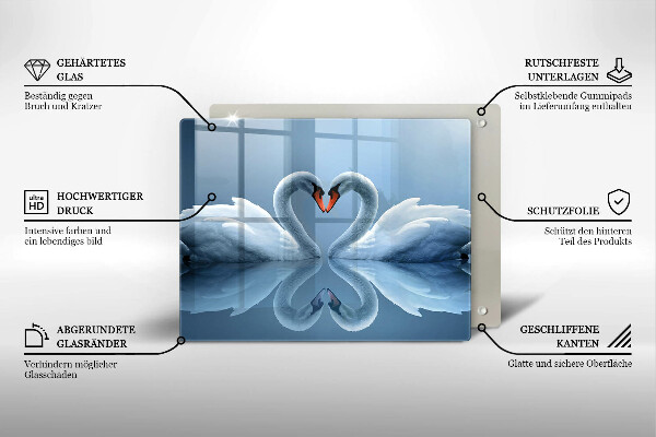 Üveg vágódeszka Két hattyúszív