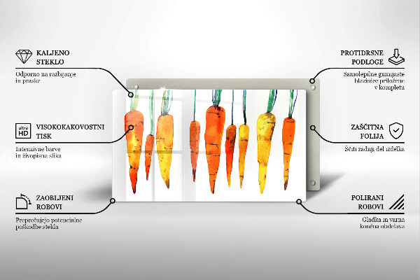 Üveg vágódeszka Sárgarépa illusztráció
