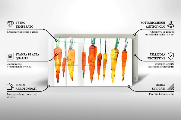 Üveg vágódeszka Sárgarépa illusztráció
