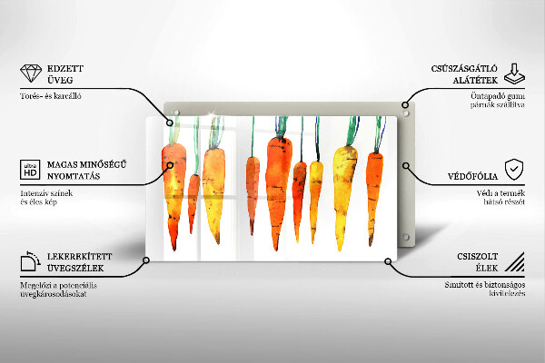 Üveg vágódeszka Sárgarépa illusztráció