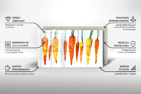Üveg vágódeszka Sárgarépa illusztráció