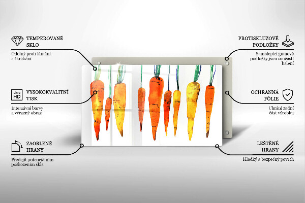 Üveg vágódeszka Sárgarépa illusztráció