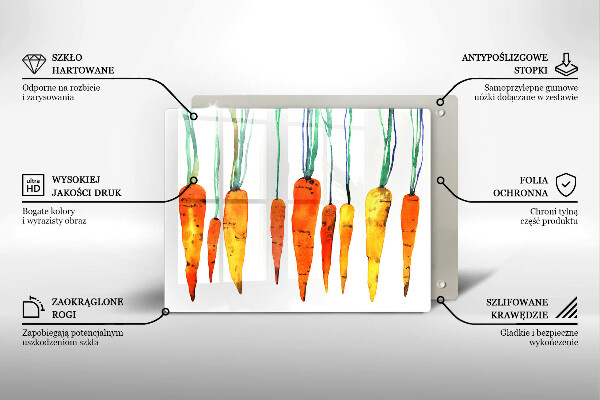 Üveg vágódeszka Sárgarépa illusztráció