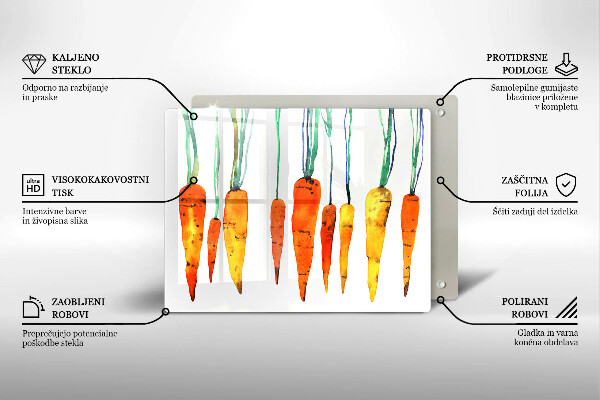 Üveg vágódeszka Sárgarépa illusztráció