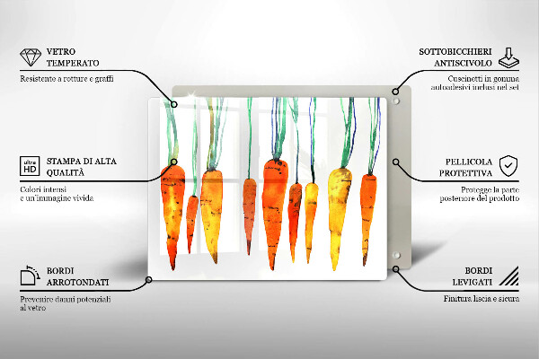 Üveg vágódeszka Sárgarépa illusztráció