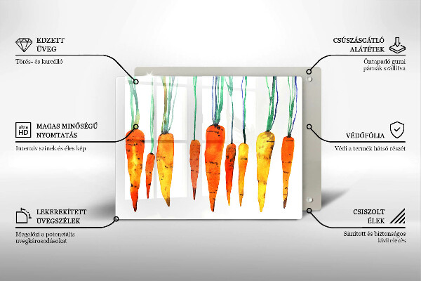 Üveg vágódeszka Sárgarépa illusztráció