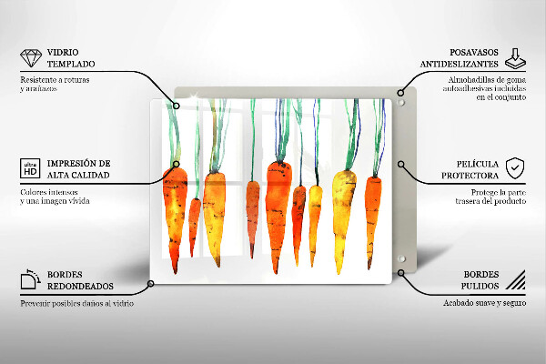 Üveg vágódeszka Sárgarépa illusztráció