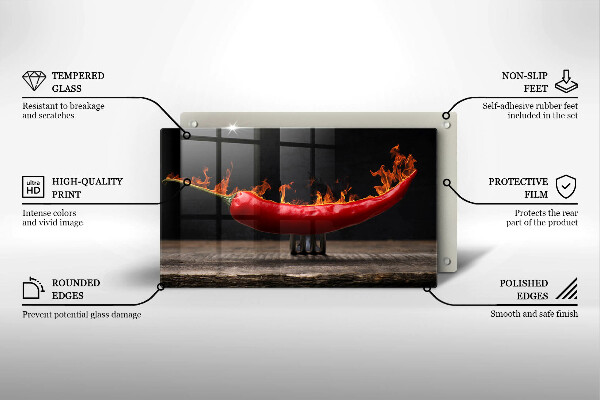 Üveg vágódeszka Csípős chili paprika