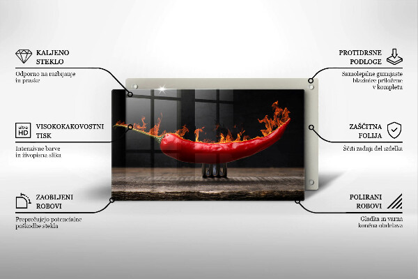 Üveg vágódeszka Csípős chili paprika