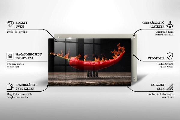 Üveg vágódeszka Csípős chili paprika