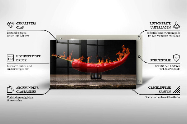 Üveg vágódeszka Csípős chili paprika