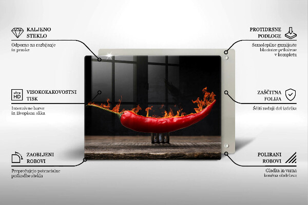 Üveg vágódeszka Csípős chili paprika