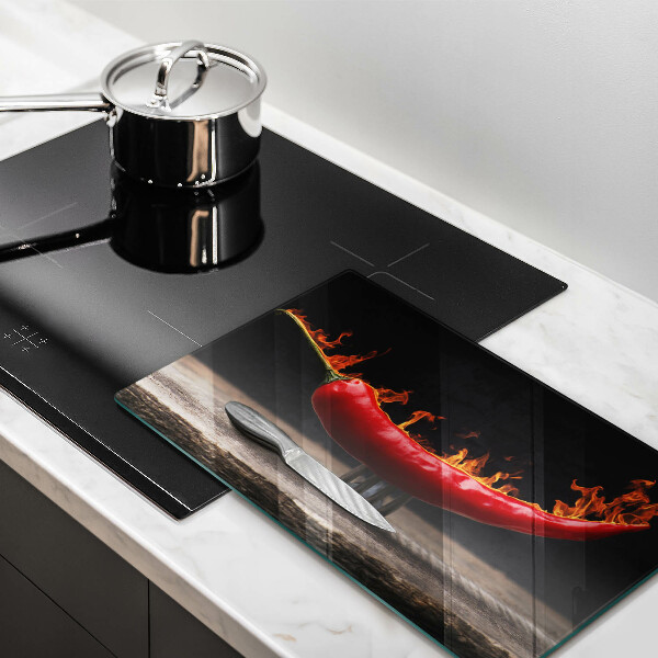 Üveg vágódeszka Csípős chili paprika